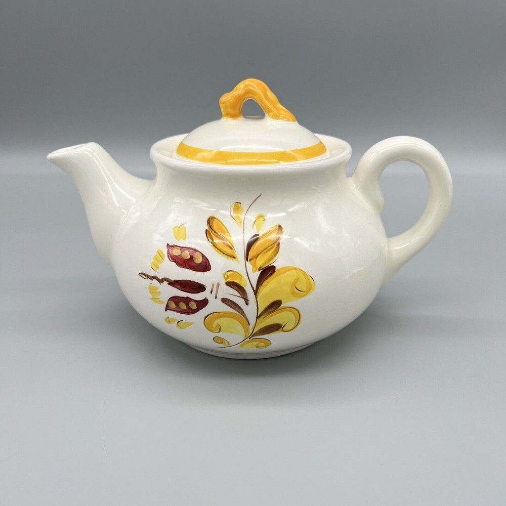 Vintage Stangl Provincial Redware Pottery Teapot With Lid Hand-Painted NJ USA